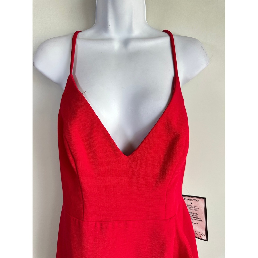 Xscape Red Asymmetrical Ruffle Cocktail Dress Party Glam Date Night Size 10 NWT‎ - Picture 7 of 15
